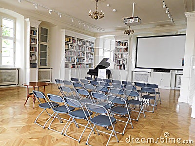 Audiovisual room at the RaczyÅ„ski Library in PoznaÅ„, Poland Stock Photo